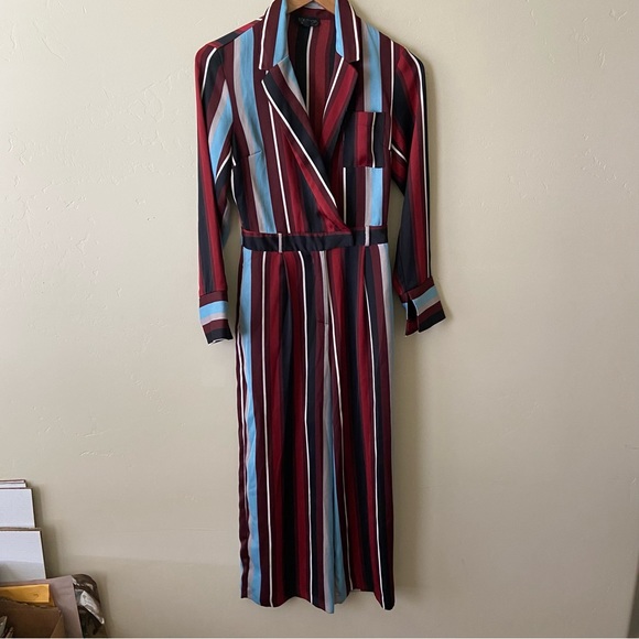 NEW TOPSHOP Striped Midi Jumpsuit Business Casual Straight Leg Ankle Pant 2 - Picture 5 of 9